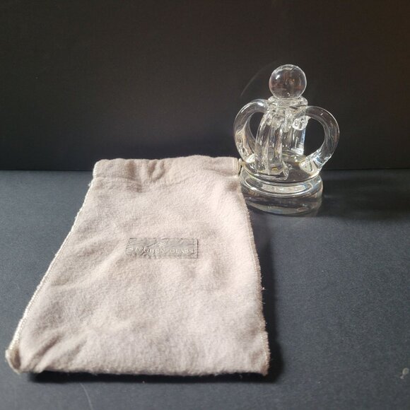 Steuben Glass Crystal Royal Crown Figurine With Cloth Pouch